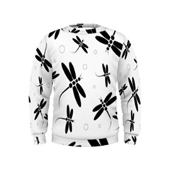 Black And White Dragonflies Kids  Sweatshirt by Valentinaart