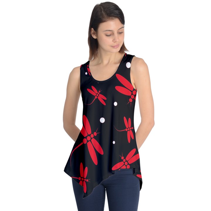 Red, black and white dragonflies Sleeveless Tunic