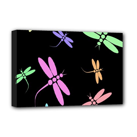 Pastel Dragonflies Deluxe Canvas 18  X 12   by Valentinaart