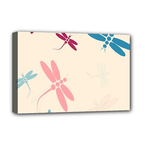 Pastel Dragonflies  Deluxe Canvas 18  X 12   by Valentinaart