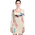 Pastel dragonflies  Long Sleeve Velvet Bodycon Dress View1