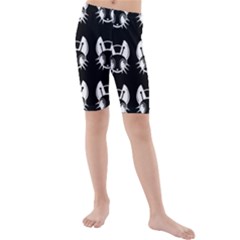 White And Black Fireflies  Kid s Mid Length Swim Shorts by Valentinaart