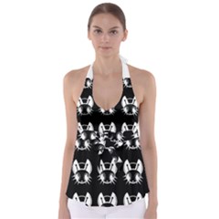 White And Black Fireflies  Babydoll Tankini Top by Valentinaart