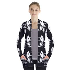 White And Black Fireflies  Women s Open Front Pockets Cardigan(p194)