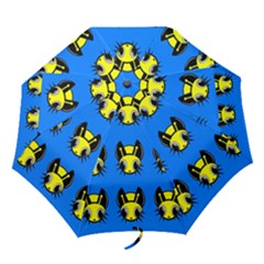 Yellow and blue firefies Folding Umbrellas