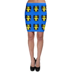 Yellow and blue firefies Bodycon Skirt