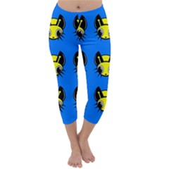 Yellow and blue firefies Capri Winter Leggings 