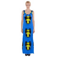 Yellow and blue firefies Maxi Thigh Split Dress