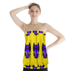 Blue And Yellow Fireflies Strapless Top by Valentinaart