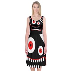 Crazy Monster Midi Sleeveless Dress by Valentinaart