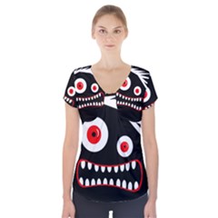 Crazy Monster Short Sleeve Front Detail Top by Valentinaart