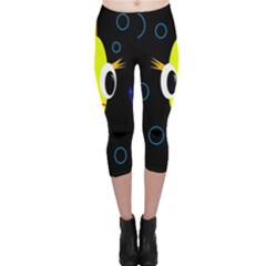 Yellow fish Capri Leggings 