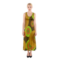 Brown pattern Sleeveless Maxi Dress