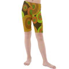 Brown pattern Kid s Mid Length Swim Shorts