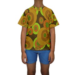 Brown pattern Kid s Short Sleeve Swimwear