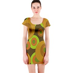 Brown pattern Short Sleeve Bodycon Dress