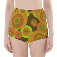 Brown Pattern High-waisted Bikini Bottoms by Valentinaart