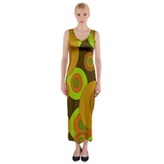 Brown pattern Fitted Maxi Dress