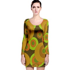 Brown pattern Long Sleeve Velvet Bodycon Dress