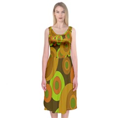 Brown pattern Midi Sleeveless Dress