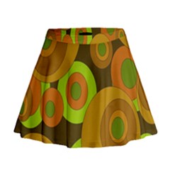 Brown pattern Mini Flare Skirt