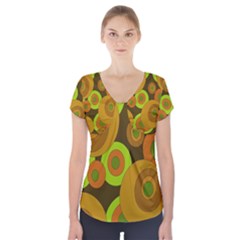Brown pattern Short Sleeve Front Detail Top