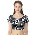 Gray pattern Short Sleeve Crop Top (Tight Fit) View1