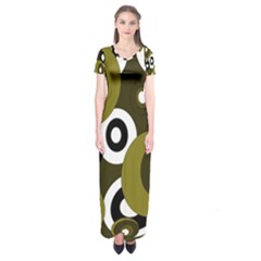 Green pattern Short Sleeve Maxi Dress