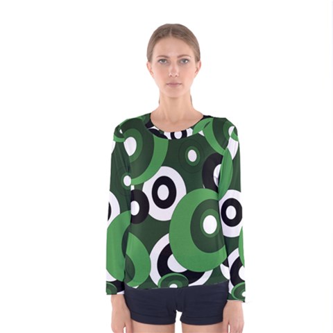 Green Pattern Women s Long Sleeve Tee by Valentinaart