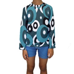 Blue Pattern Kid s Long Sleeve Swimwear by Valentinaart