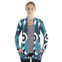 Blue Pattern Women s Open Front Pockets Cardigan(p194)