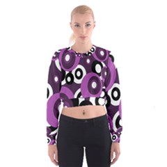 Purple Pattern Women s Cropped Sweatshirt by Valentinaart