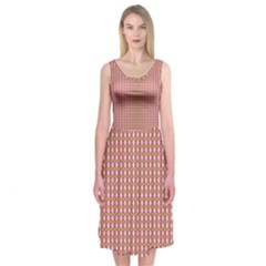 Mod Pink Green Pattern Midi Sleeveless Dress by BrightVibesDesign