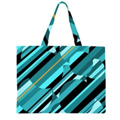 Blue Abstraction Zipper Large Tote Bag by Valentinaart