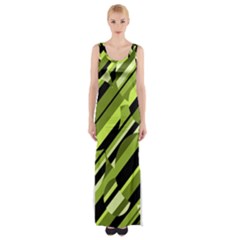 Green Pattern Maxi Thigh Split Dress by Valentinaart