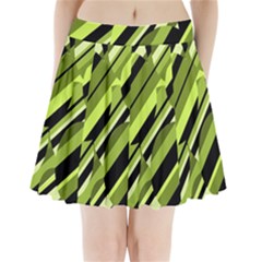 Green Pattern Pleated Mini Mesh Skirt by Valentinaart