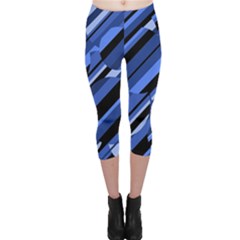 Blue Pattern Capri Leggings  by Valentinaart