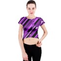 Purple pattern Crew Neck Crop Top View1