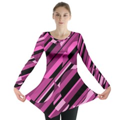 Magenta Pattern Long Sleeve Tunic  by Valentinaart