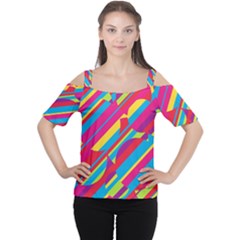 Colorful summer pattern Women s Cutout Shoulder Tee