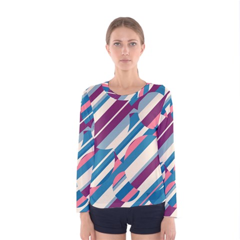 Blue And Pink Pattern Women s Long Sleeve Tee by Valentinaart
