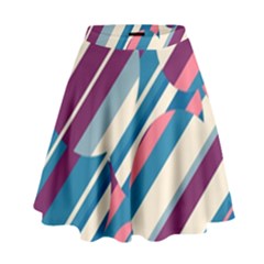 Blue And Pink Pattern High Waist Skirt by Valentinaart