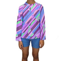 Pink, Purple And Green Pattern Kid s Long Sleeve Swimwear by Valentinaart