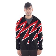 Black And Red Simple Design Hooded Wind Breaker (men) by Valentinaart