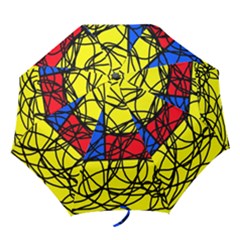 Yellow Abstract Pattern Folding Umbrellas by Valentinaart