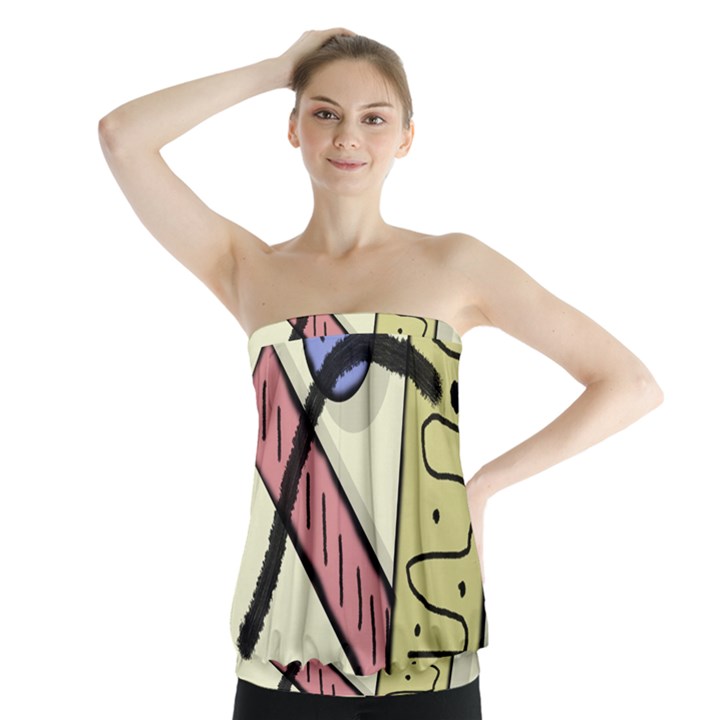 Decorative abstraction Strapless Top