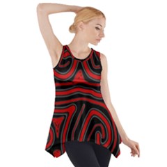 Red And Black Abstraction Side Drop Tank Tunic by Valentinaart