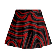 Red And Black Abstraction Mini Flare Skirt by Valentinaart