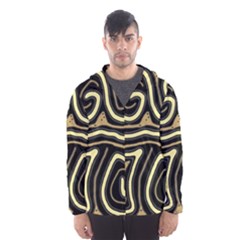 Brown Elegant Abstraction Hooded Wind Breaker (men) by Valentinaart