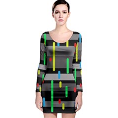 Colorful Pattern Long Sleeve Bodycon Dress by Valentinaart